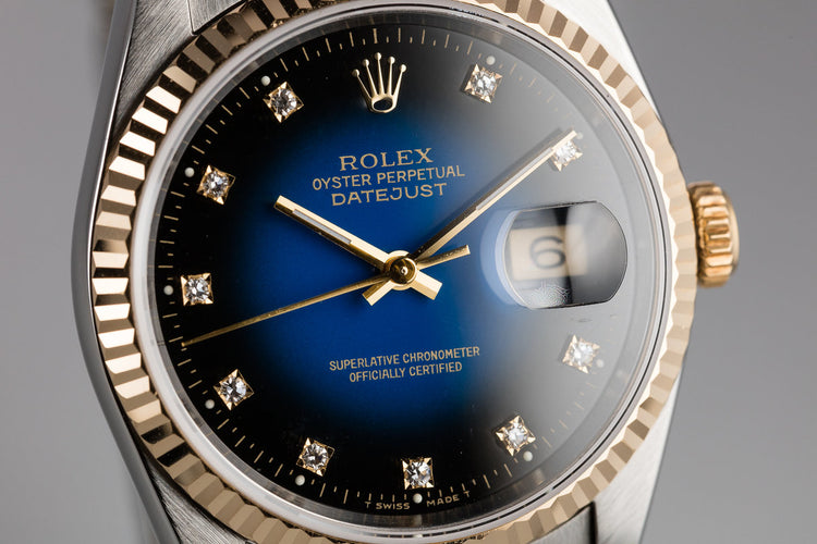 1992 Rolex Two-Tone DateJust 16233G with Blue Vignette Diamond Dial