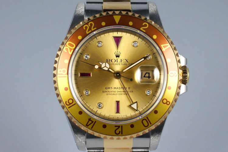 1991 Rolex Two Tone GMT II 16713 Serti Dial