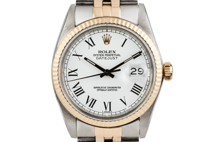 1983 Rolex Two Tone Datejust 16013 with White Painted Roman Numerals