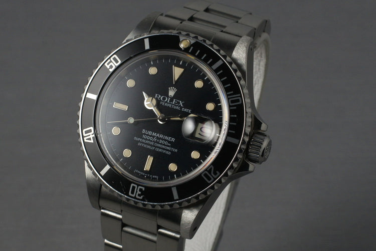 1986 Rolex Submariner 16800 with Box and Papers