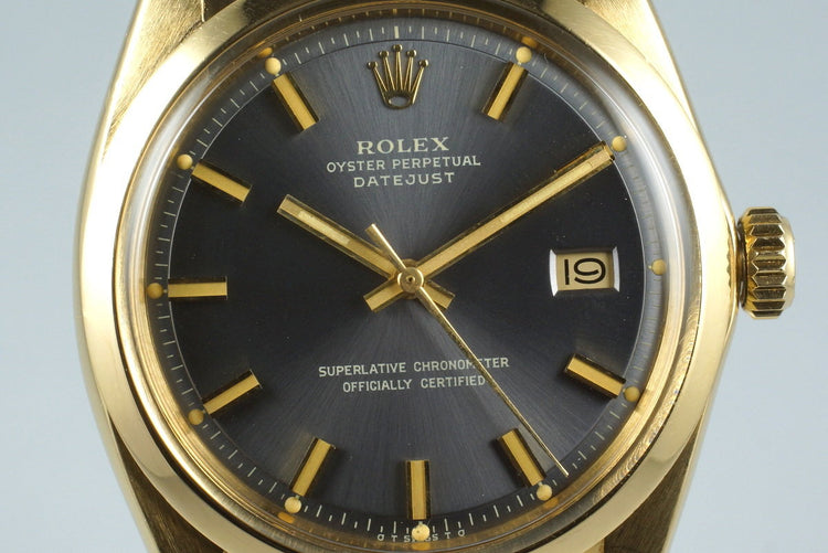 1972 Rolex YG DateJust 1600 Blue ‘Wide Boy’ Sigma Dial