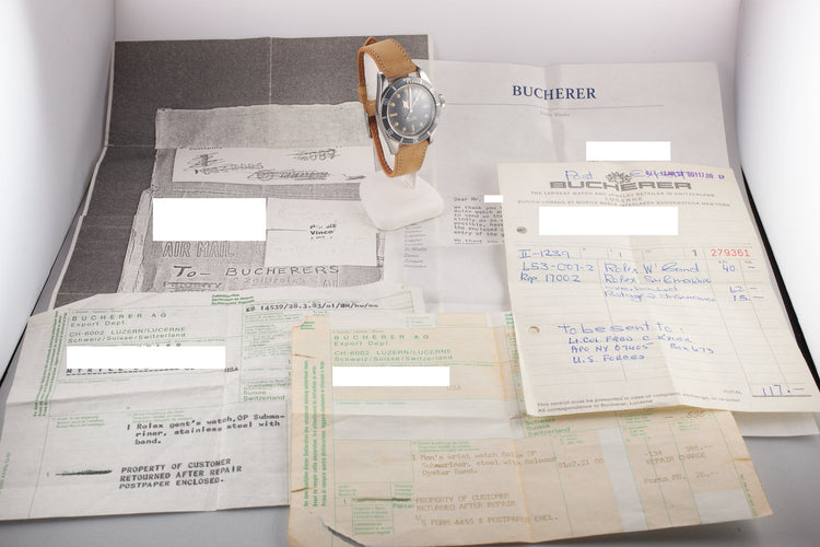 1958 Rolex Submariner 5510 Big Crown with Rare "SWISS" Only Gilt Tritium Dial and Service Papers