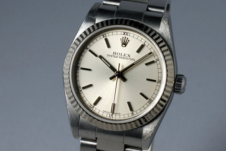 1999 Rolex MidSize Oyster Perpetual 77014 Silver Dial