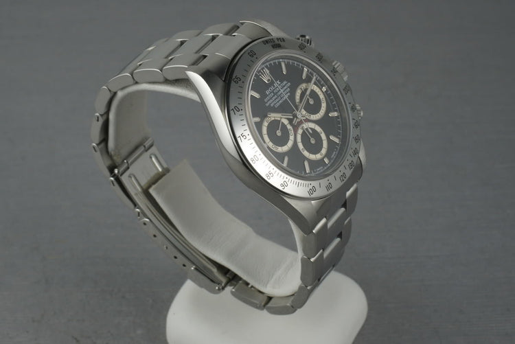 Rolex SS Zenith Daytona 16520 Box and Papers with Black Dial