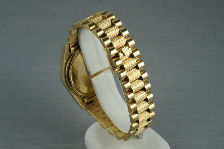 1986 Rolex 18K YG Bark Day-Date 18078 with Tapestry Dial