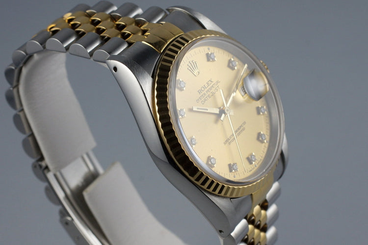 1991 Rolex Two Tone DateJust 16233 with Factory Champagne Diamond Dial