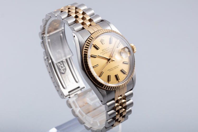 1985 Rolex 18k/SS DateJust Gold Dial