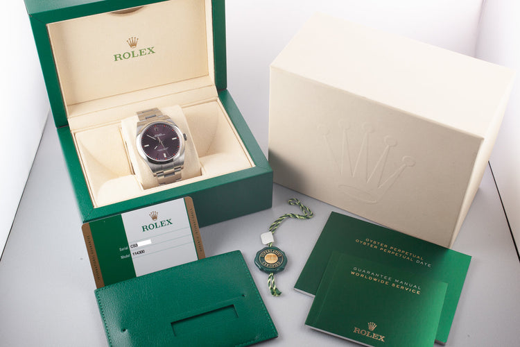 Rolex Oyster Perpetual 114300 Purple "Grape" Dial with Box and Papers