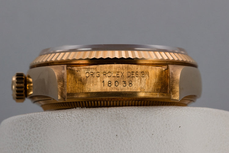 1986 Rolex 18K YG Day-Date 18038 with Diamond and Ruby String Dial
