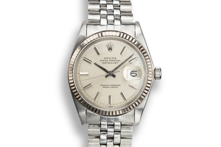 1968 Rolex DateJust 1601 No Lume Silver Dial with Service Papers