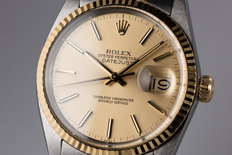 1984 Rolex Two Tone DateJust 16013 with Van Cleef's & Arpels Stamped Bracelet, Box and Papers