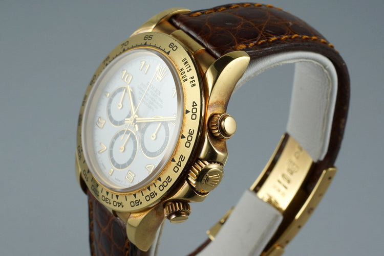 1995 Rolex YG Zenith Daytona 16518 White Arabic Dial with Box and Papers