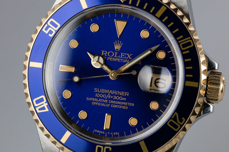 1991 Rolex Two-Tone Submariner 16613 Blue Dial