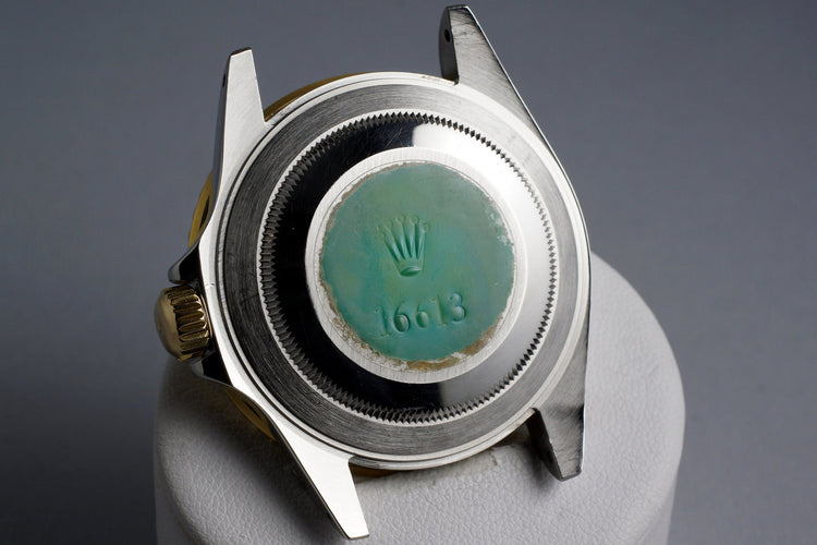 2000 Rolex Two Tone Submariner 16613 Champagne Serti Dial with Box and Papers