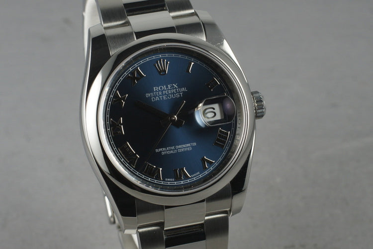 2012 Rolex Blue Roman Datejust 116200