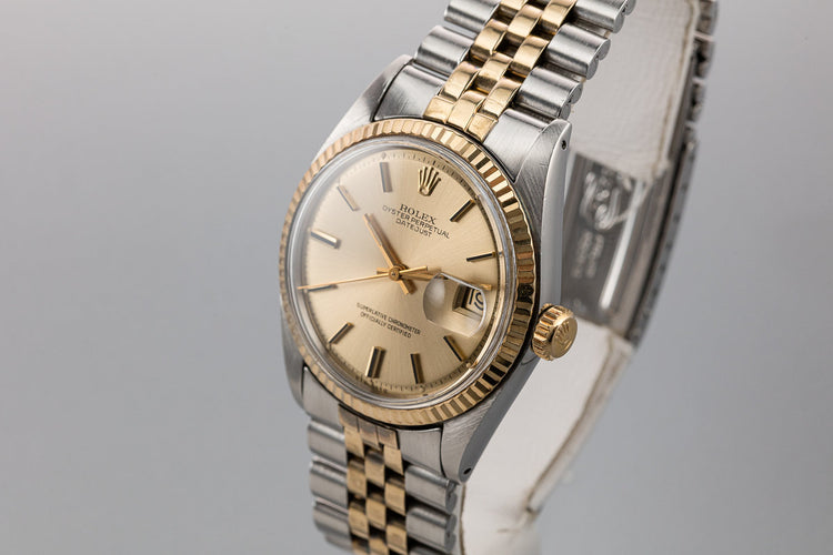 1972 Rolex Two-Tone DateJust 1601 Champagne Sigma Dial with Box and Papers