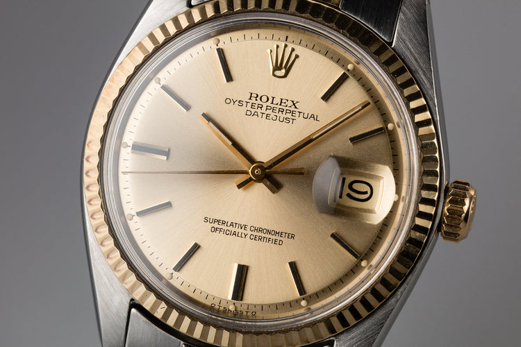 1972 Rolex Two-Tone DateJust 1601 Champagne Sigma Dial with Box and Papers