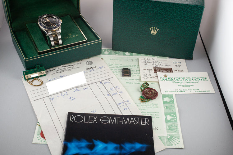 1981 Rolex Two-Tone GMT-Master 16753 Black Nipple Dial with Box and Papers