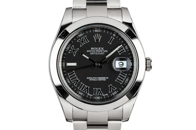 2014 Rolex DateJust 116300 Black Roman Dial with Box and Papers