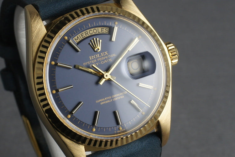 Rolex Vintage 18K YG President: Ref 1803 with Blue Dial
