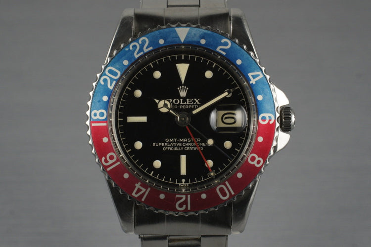 1961 Rolex GMT 1675 PCG with Glossy Gilt Chapter Exclamation Ring Dial