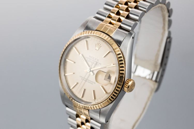 1984 Rolex Two Tone DateJust 16013 with Van Cleef's & Arpels Stamped Bracelet, Box and Papers