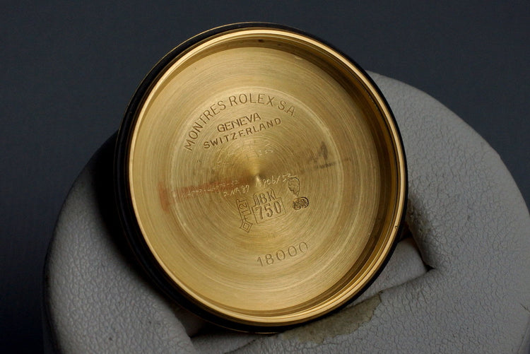 1982 Rolex YG Bark Day Date 18078 Champagne Linen Dial