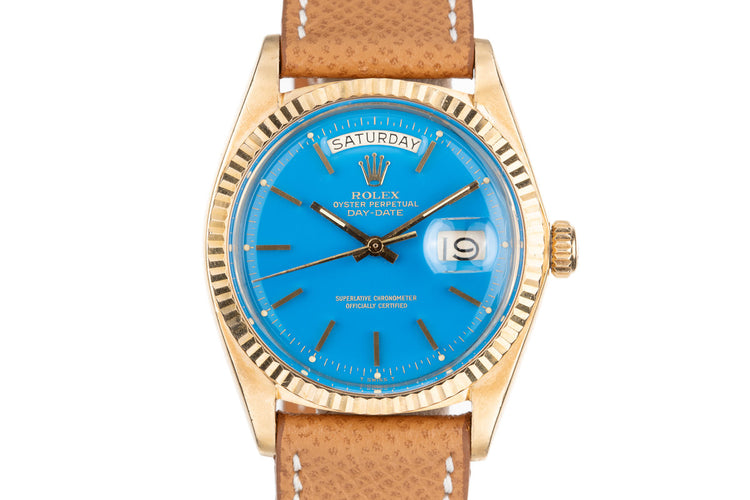 1972 Rolex 18K YG Day-Date 1803 with Blue Stella Dial