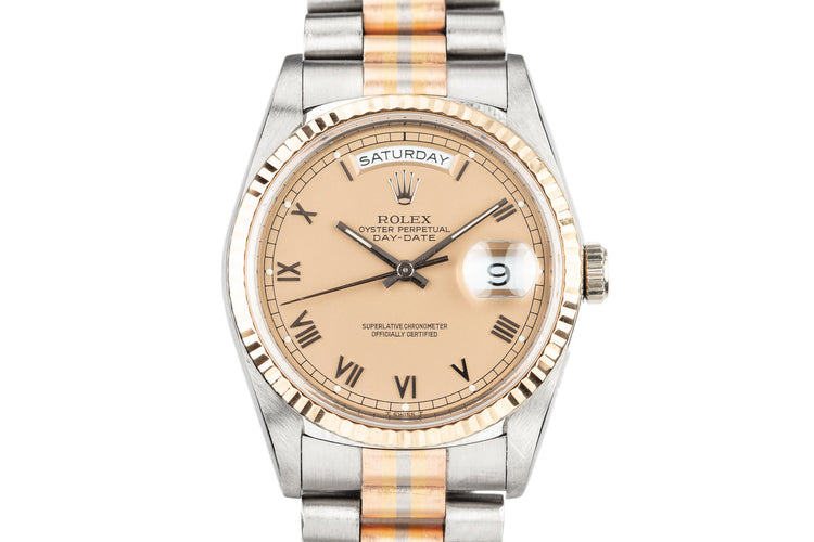 1990 Rolex 18K White Gold Day-Date 18239B Tridor President with Service Papers