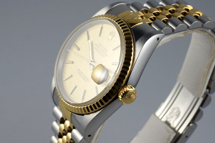 1989 Rolex Two Tone DateJust 16233 Champagne Linen Dial