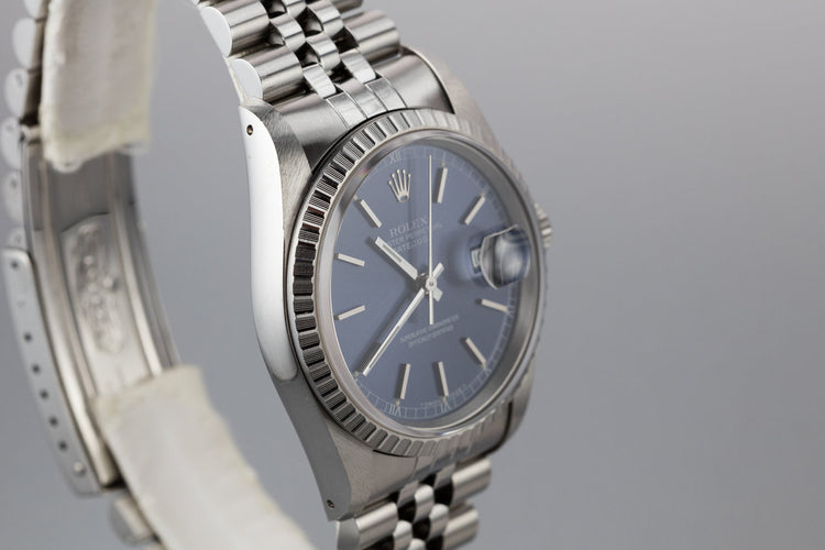 1990 Rolex DateJust 16220 Blue Dial