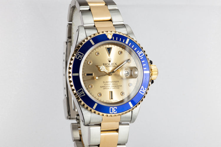 1991 Rolex Two-Tone Submariner Serti Dial with Box and Papers