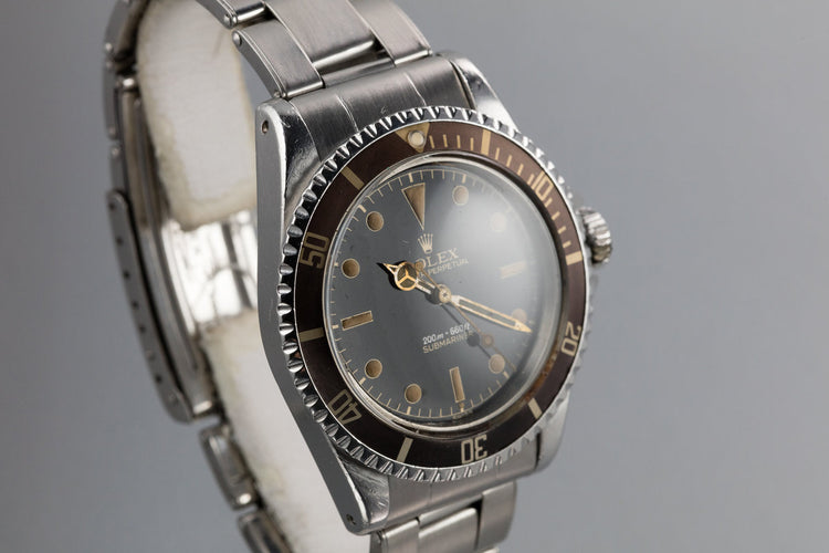 1963 Rolex Pointed Crown Guard Case Submariner 5513 with Silver Depth Rating Gilt Exclamation Dial