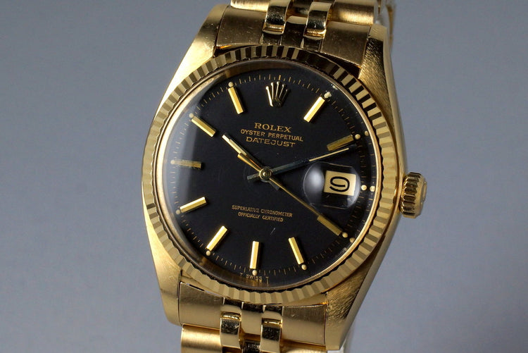 1972 Rolex YG DateJust 1601 Matte Black Dial