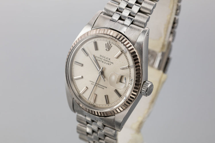 1968 Rolex DateJust 1601 No Lume Silver Dial with Service Papers