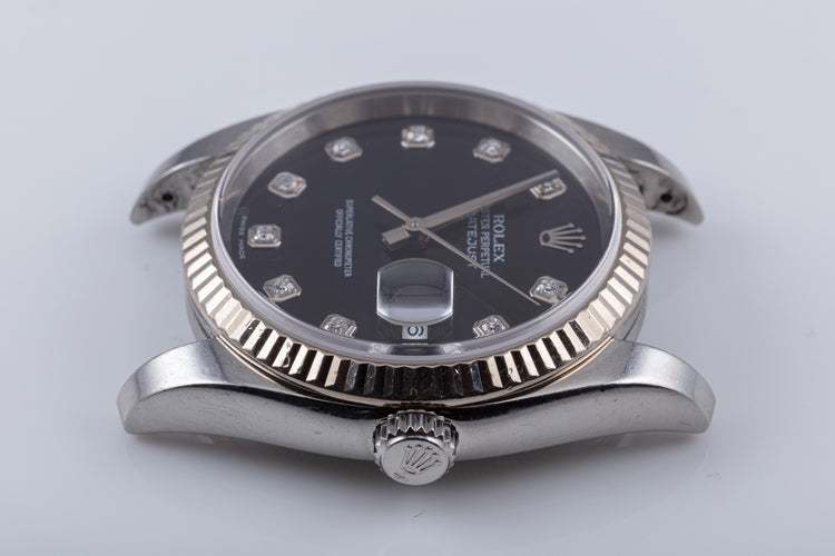 2006 Rolex Datejust 116234 Metallic Black Diamond Dial