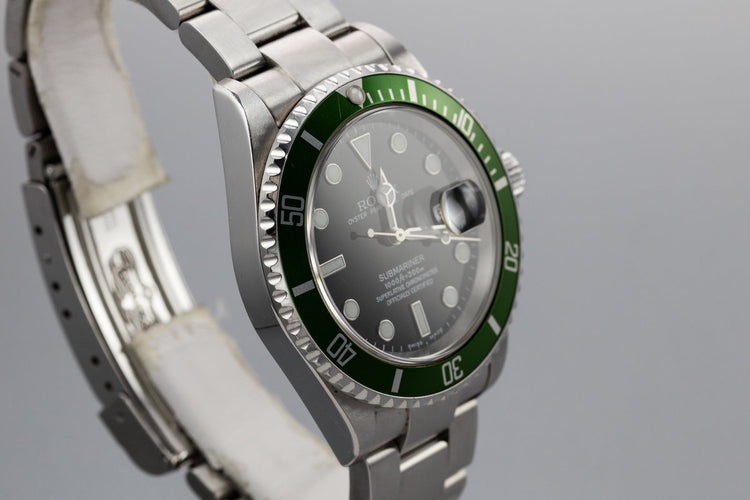 2003 Rolex Green Anniversary Submariner 16610LV MK I Dial with Box and Papers "Y serial"