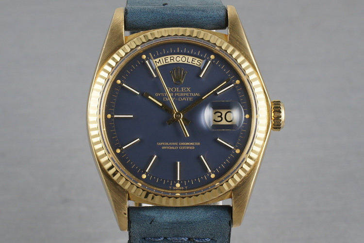 Rolex Vintage 18K YG President: Ref 1803 with Blue Dial