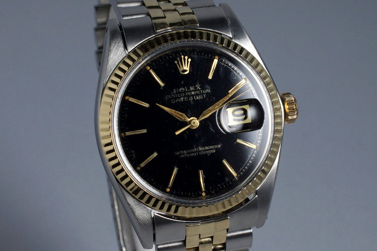 1964 Rolex Two Tone DateJust 1601 Glossy Gilt Black Dial