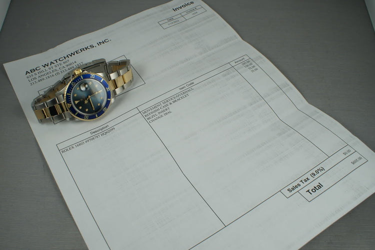 1987 Rolex Submariner 18K/SS Blue Dial 16803