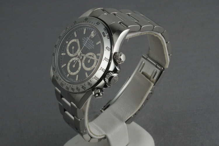 Rolex SS Zenith Daytona 16520 Box and Papers with Black Dial