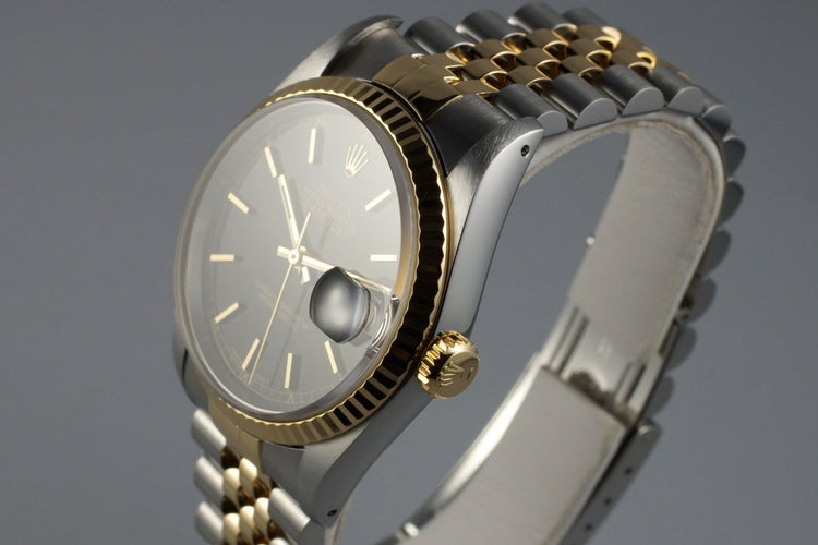 1991 Rolex Two Tone DateJust 16233 Glossy Black Dial