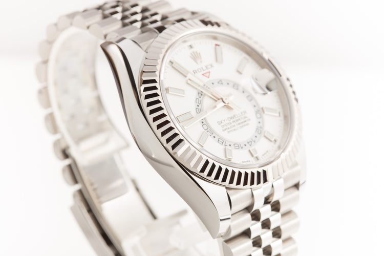 2021 Rolex Sky-Dweller 326934 White Dial Jubilee Bracelet with Box, Hangtags & Card