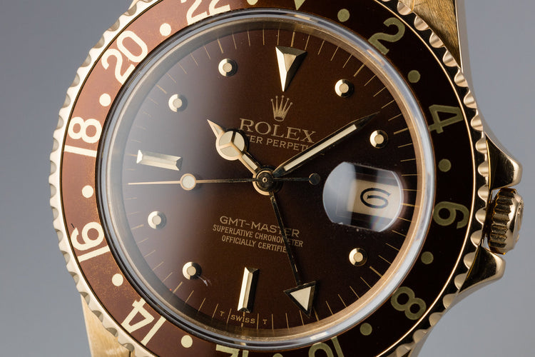 1984 Rolex 18K YG GMT-Master 16758 with Root Beer Nipple Dial