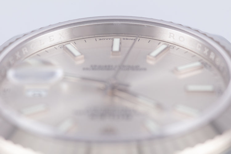 2021 Rolex 41mm DateJust 126334 Silver Stick Dial with Box, Booklets & Hang Tag