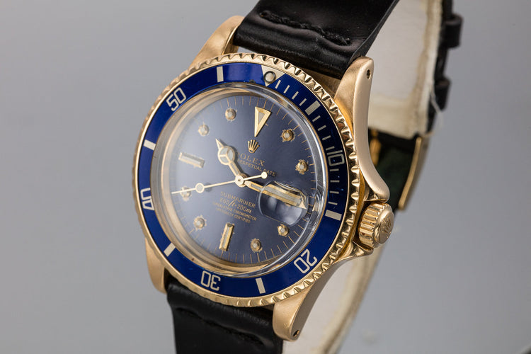 1978 Rolex 18K YG Submariner 1680 Blue Nipple Dial