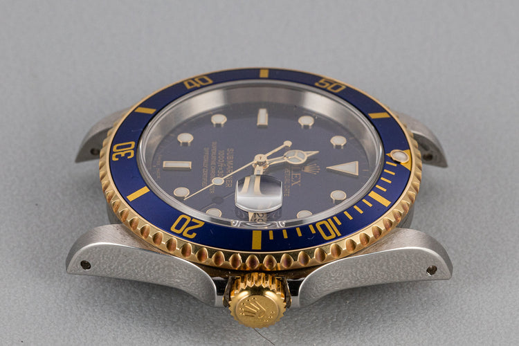 2002 Rolex Two-Tone Submariner 16613 Blue Dial with Box and Papers.