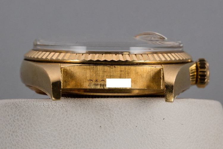 1969 Rolex 18K YG Day-Date 1803 Silver Wide Boy Dial with Box and Papers