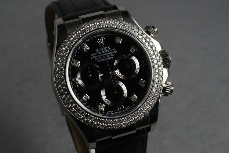 2001 Rolex WG Daytona 116589 with Factory Diamond Bezel and Dial