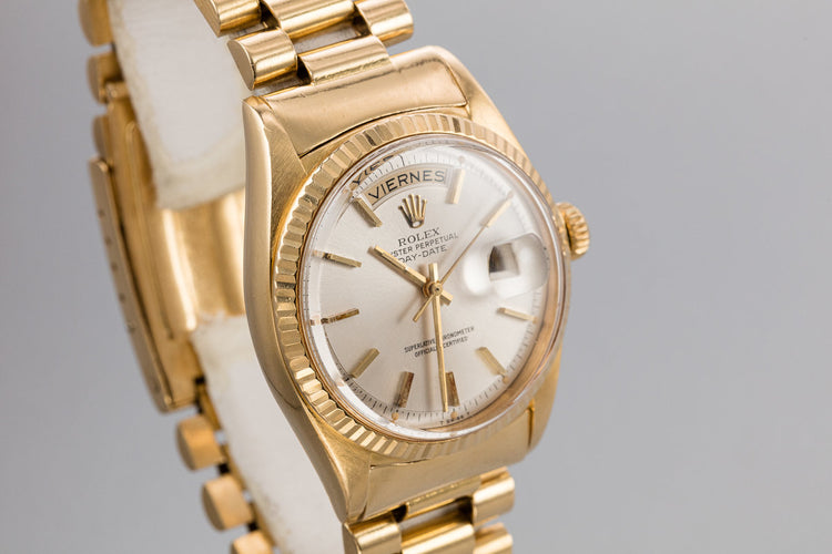 1967 Rolex 18K YG Day-Date 1803 Silver Dial